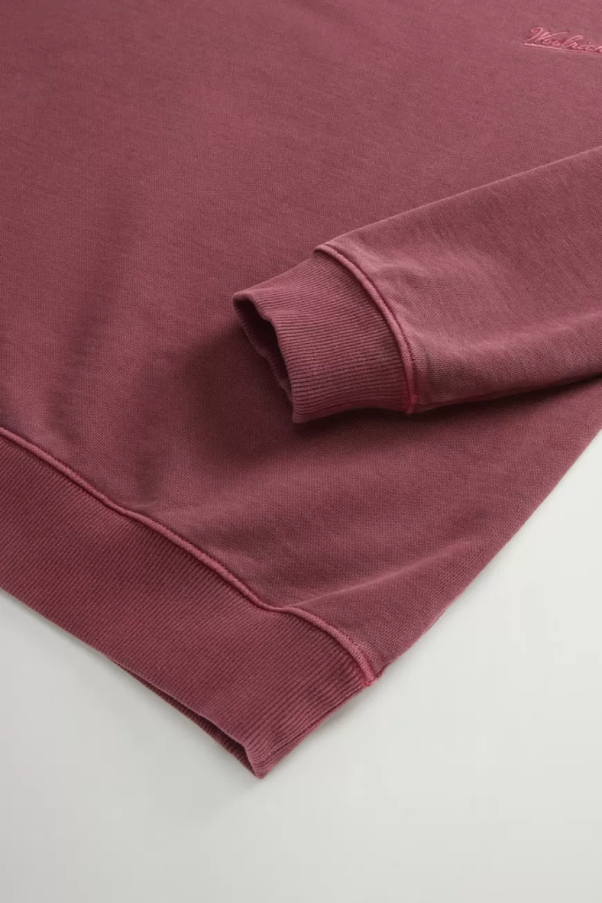 Stückgefärbtes Sweatshirt mit Rundhalsausschnitt aus reiner Baumwolle mit aufgesticktem Logo>Woolrich Sale