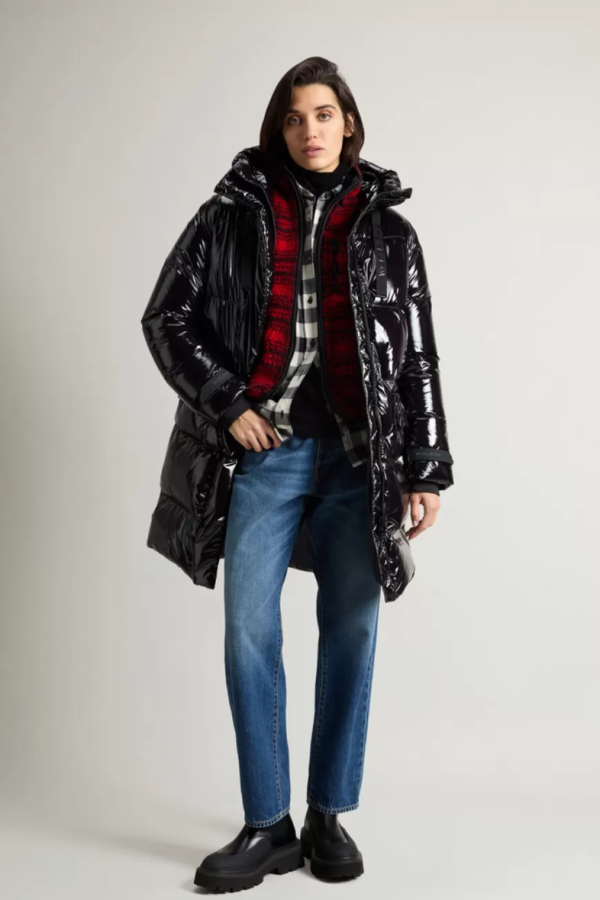 Steppparka aus glänzendem Nylon>Woolrich Flash Sale