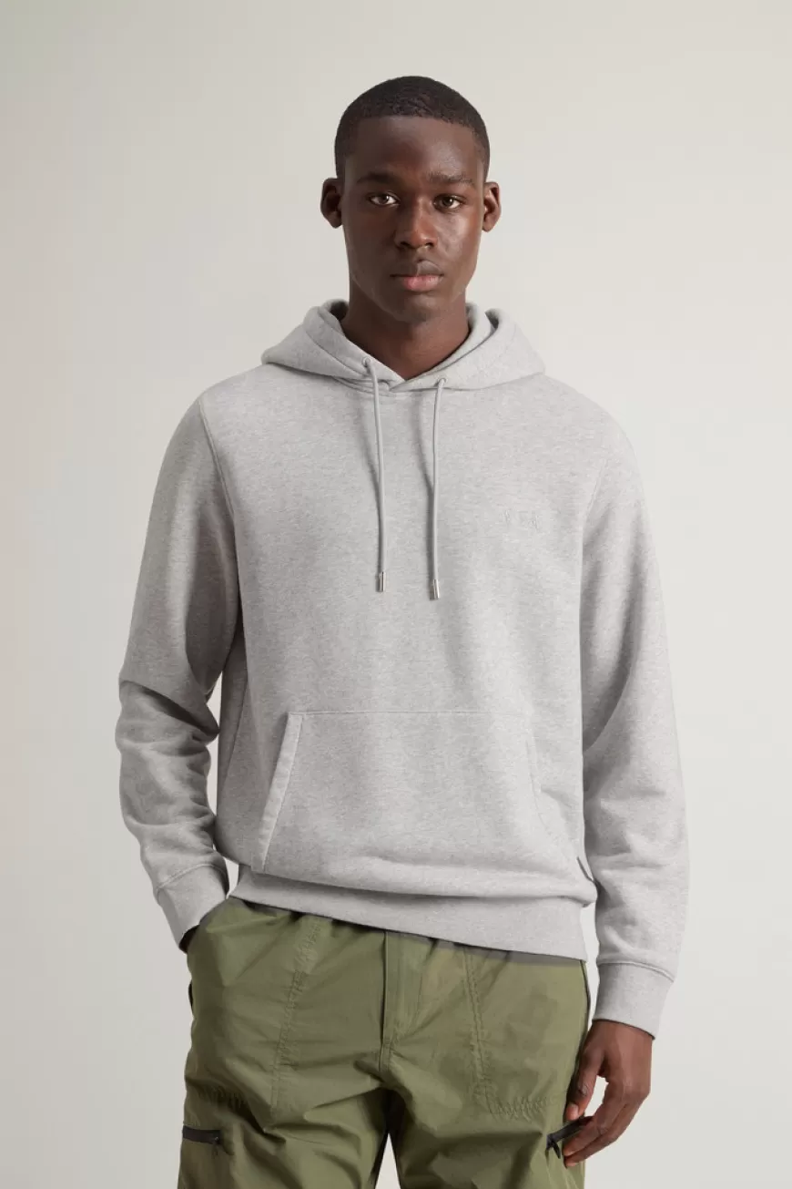 Sweatshirt aus Baumwollmischung mit Kapuze und gesticktem Logo>Woolrich Clearance