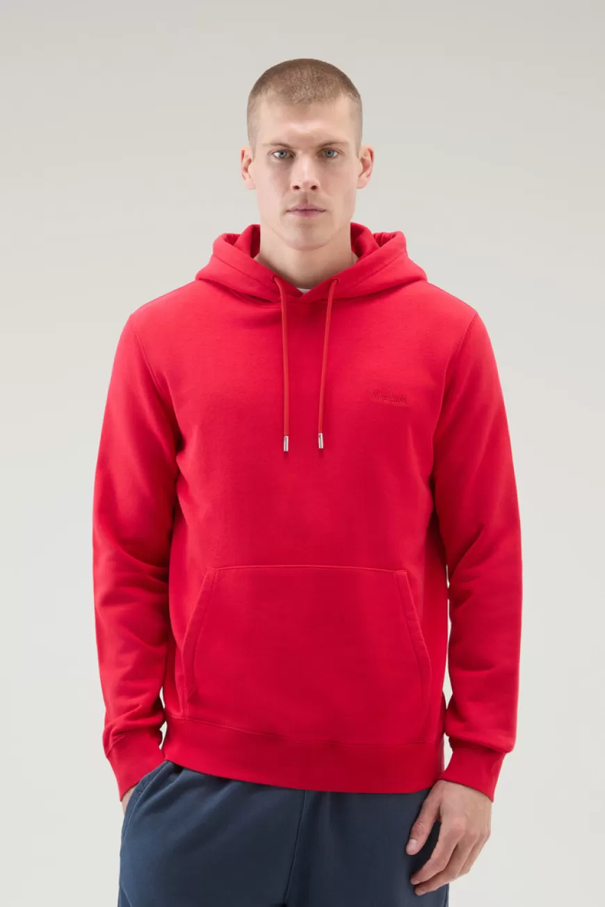 Sweatshirt aus Baumwollmischung mit Kapuze und gesticktem Logo>Woolrich Discount