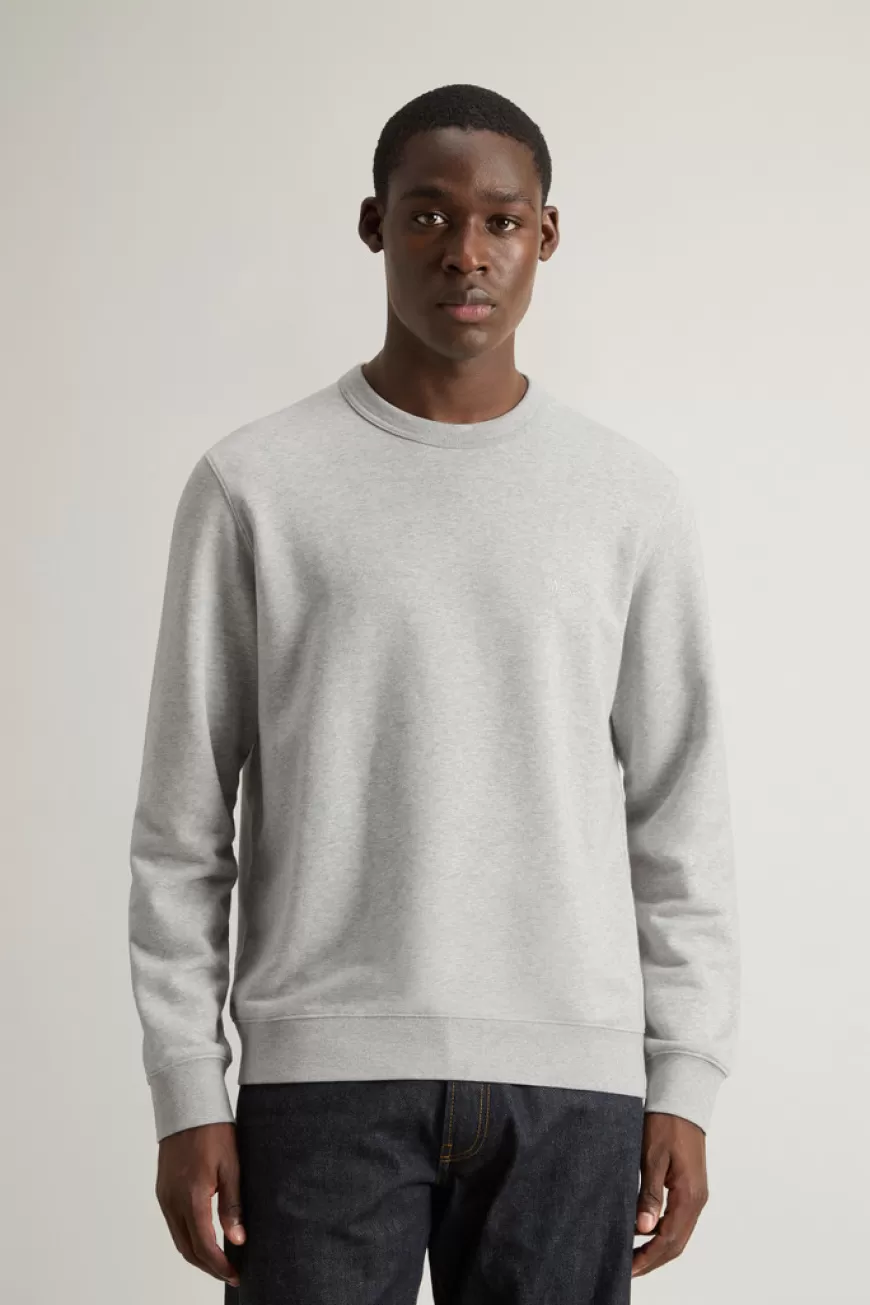 Sweatshirt mit Rundhalsausschnitt aus Baumwoll-Mischgewebe mit gesticktem Logo>Woolrich Cheap