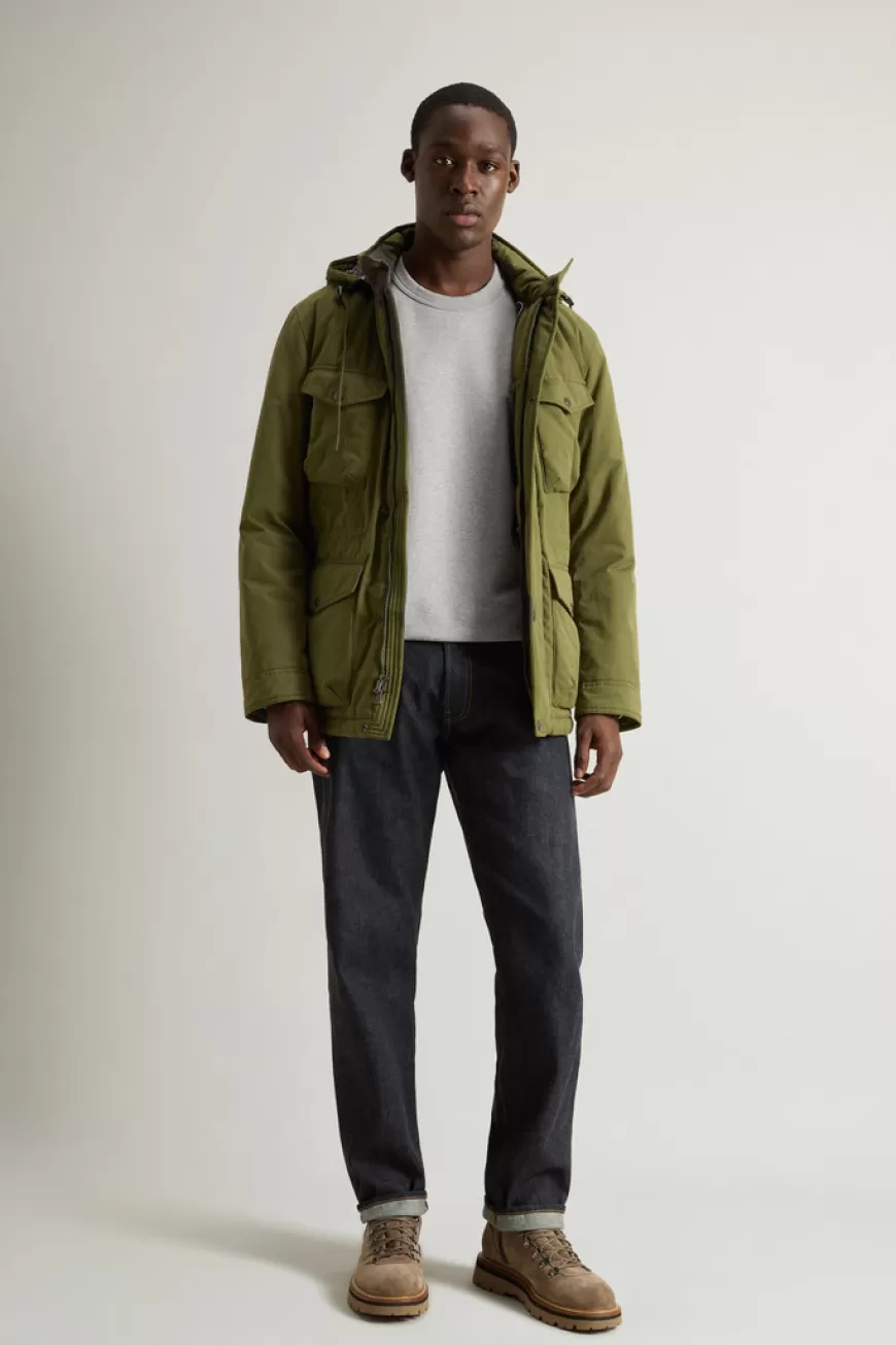 Sweatshirt mit Rundhalsausschnitt aus Baumwoll-Mischgewebe mit gesticktem Logo>Woolrich Cheap