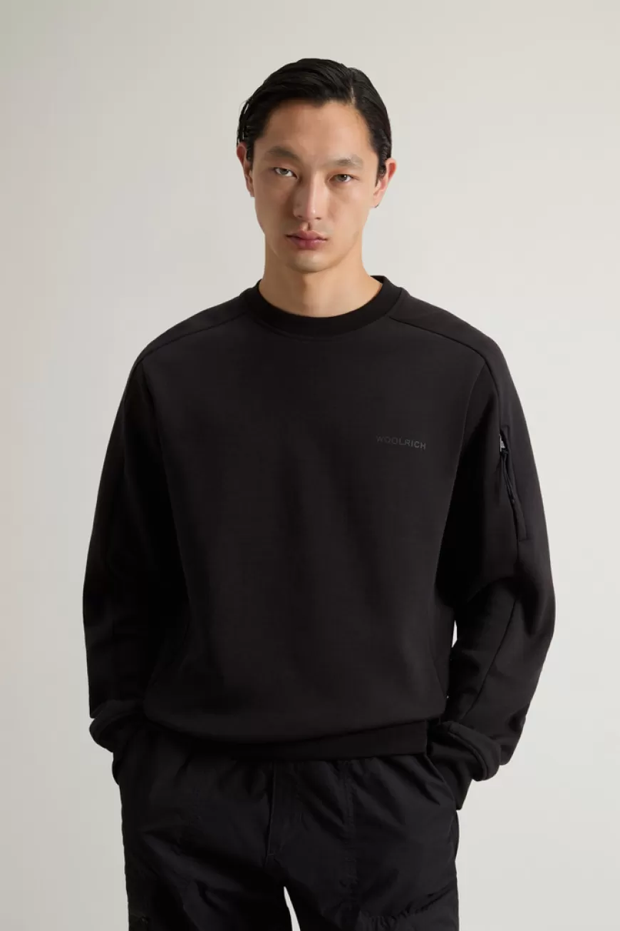 Sweatshirt mit Rundhalsausschnitt aus einer Baumwollmischung mit Logoprint>Woolrich Best Sale