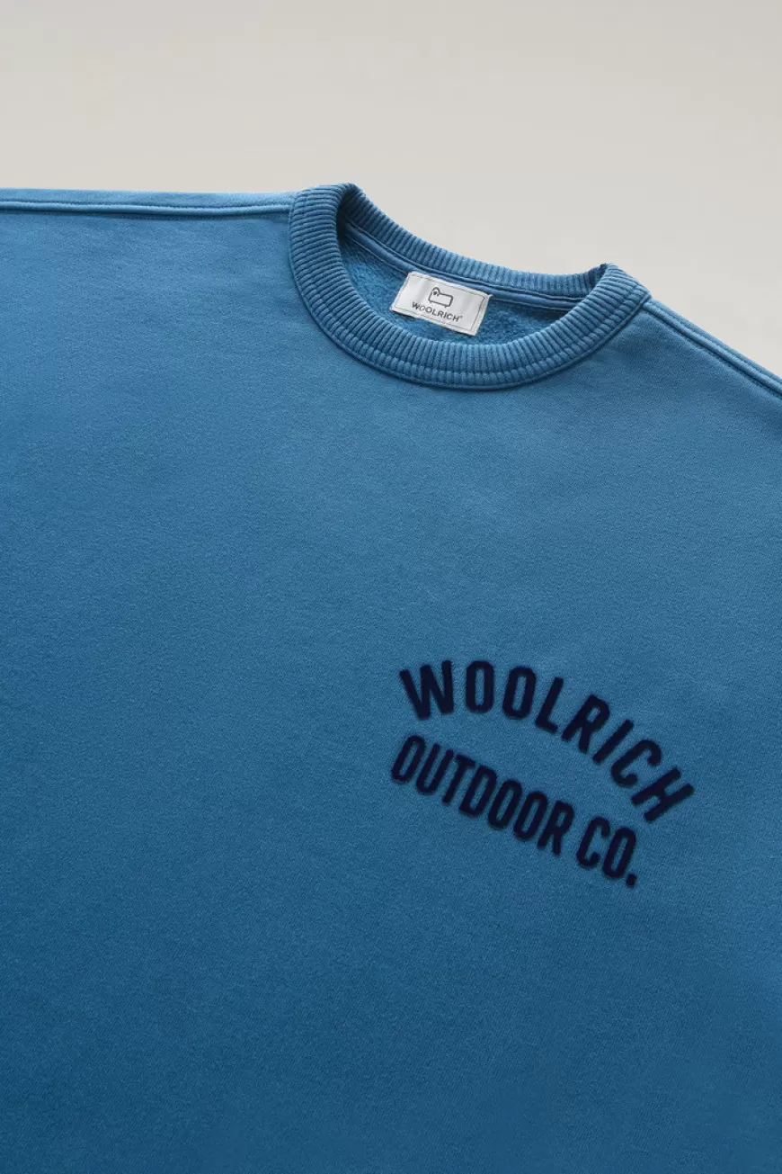 Sweatshirt mit Rundhalsausschnitt aus reiner Baumwolle>Woolrich Discount
