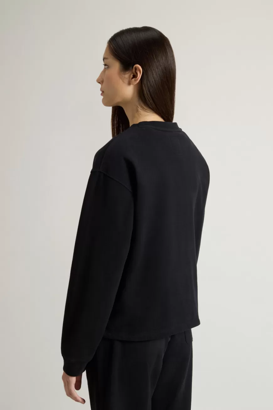 Sweatshirt mit Rundhalsausschnitt aus reiner Baumwolle mit aufgesticktem Schriftzug auf der Brust>Woolrich Best