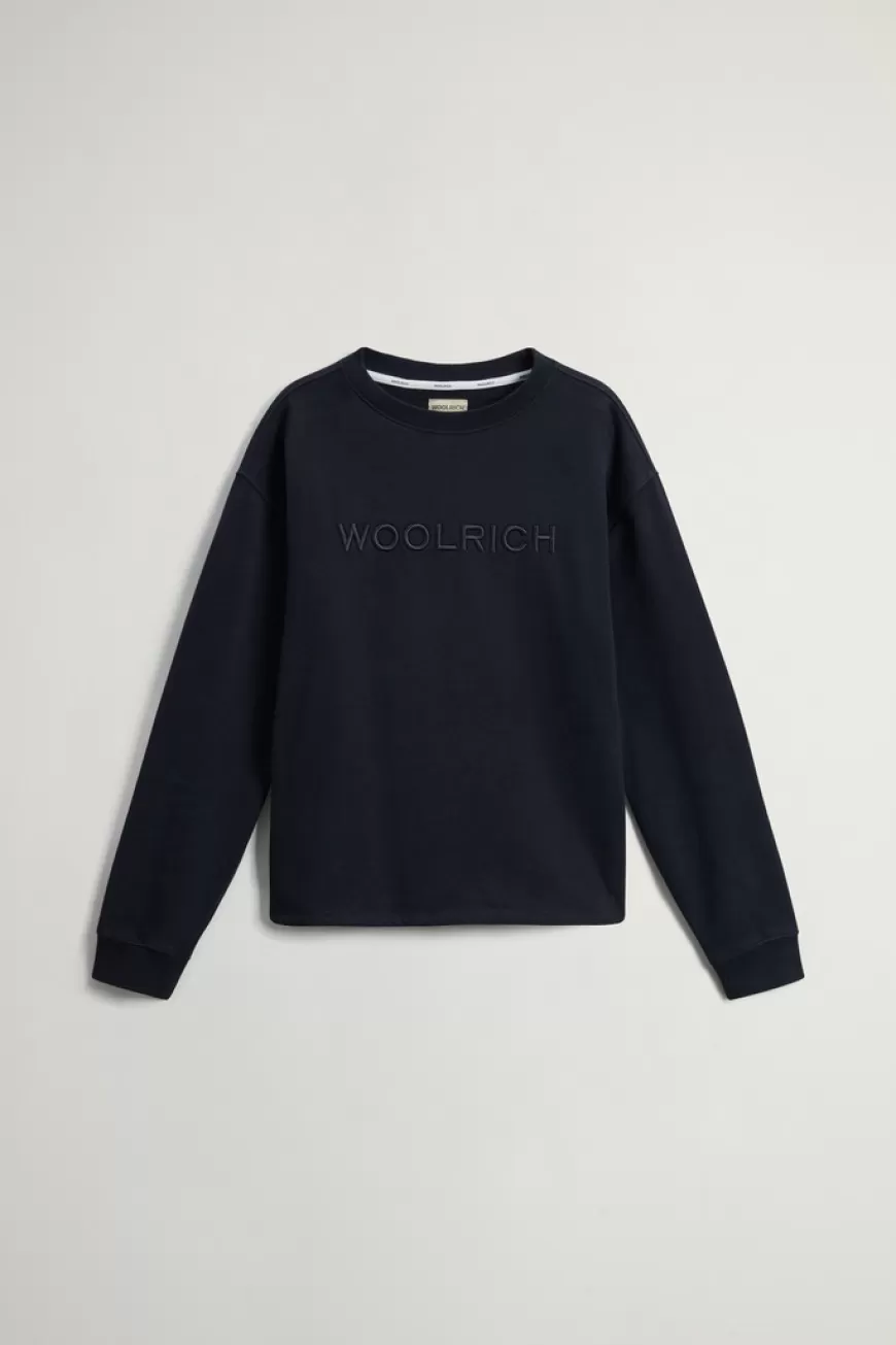 Sweatshirt mit Rundhalsausschnitt aus reiner Baumwolle mit aufgesticktem Schriftzug auf der Brust>Woolrich Best