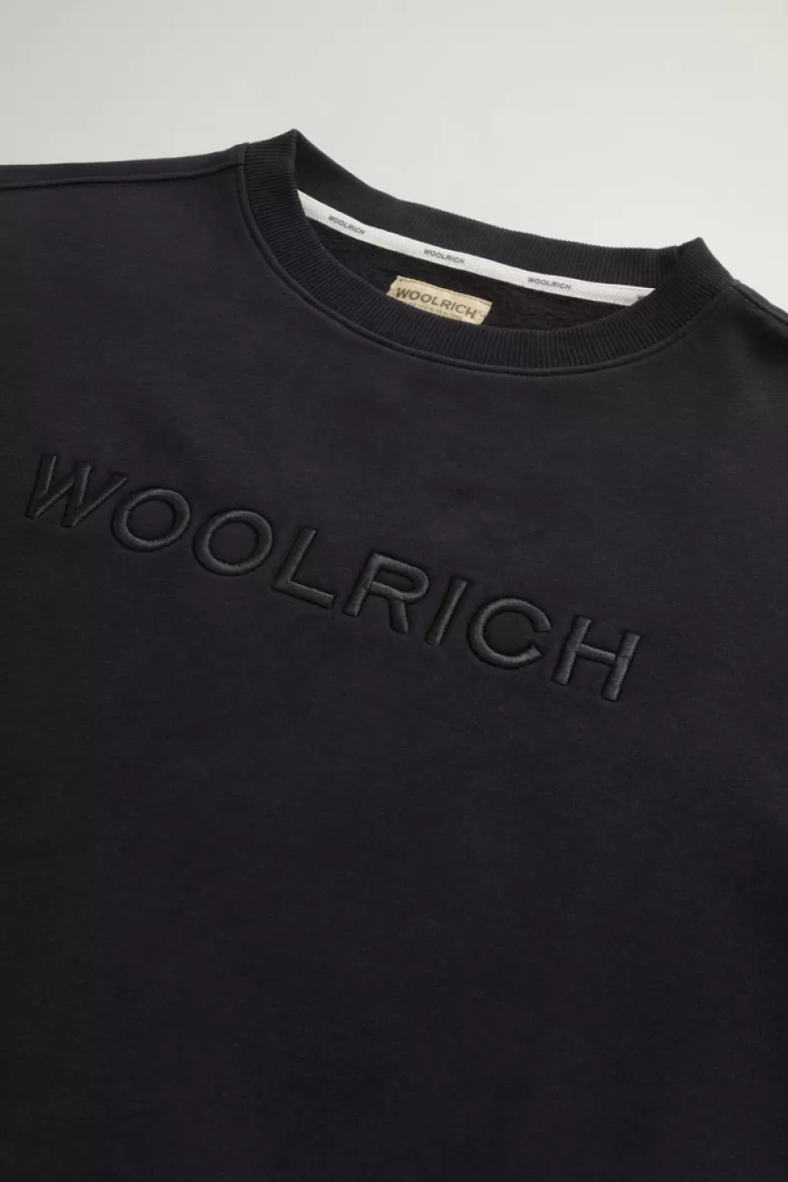 Sweatshirt mit Rundhalsausschnitt aus reiner Baumwolle mit aufgesticktem Schriftzug auf der Brust>Woolrich Best