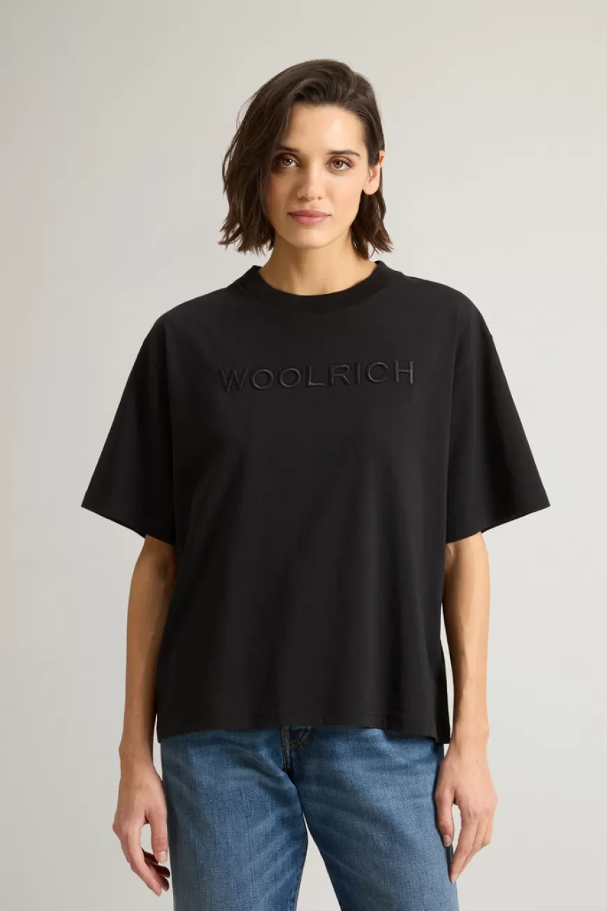 T-Shirt aus reiner Pima-Baumwolle mit Logo auf der Brust>Woolrich Online