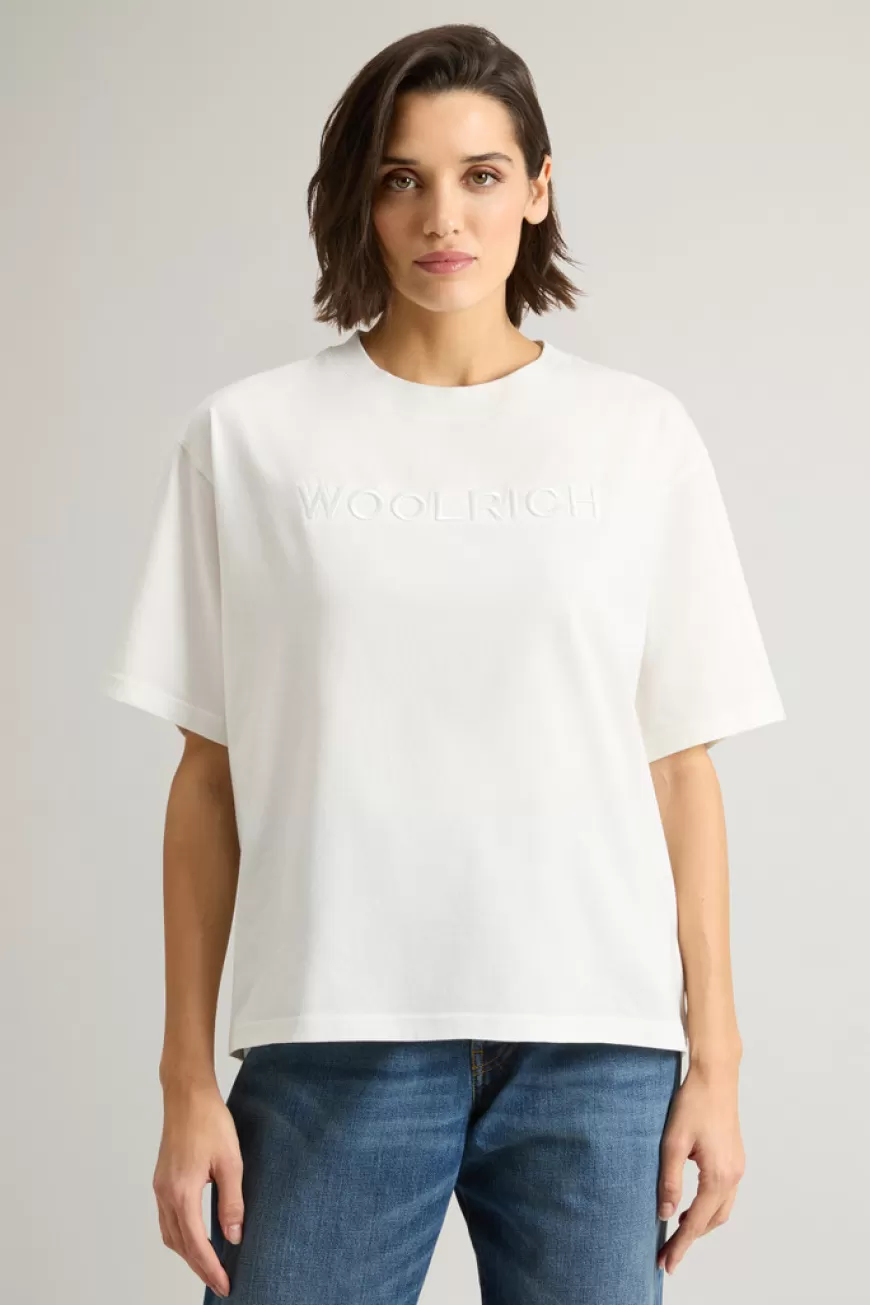 T-Shirt aus reiner Pima-Baumwolle mit Logo auf der Brust>Woolrich Outlet