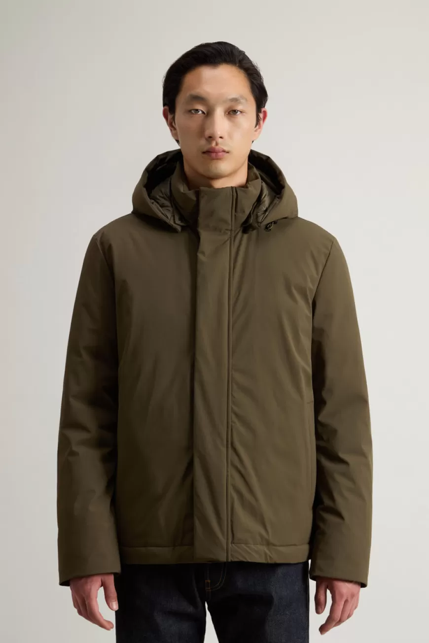 Wattierte Jacke aus Stretchnylon mit abnehmbarer Kapuze>Woolrich Outlet