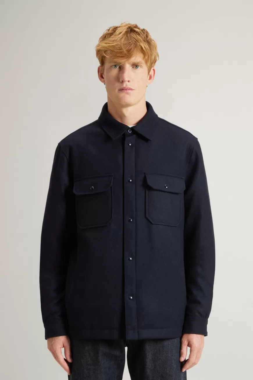 Wattiertes Alaskan Overshirt aus Melton-Gewebe aus italienischer Wollmischung>Woolrich Store