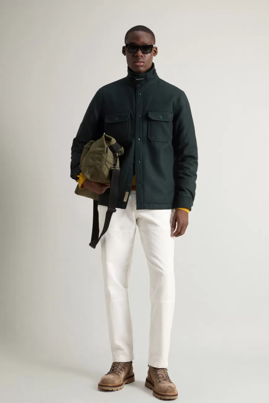 Wattiertes Alaskan Overshirt aus Melton-Gewebe aus italienischer Wollmischung>Woolrich Sale